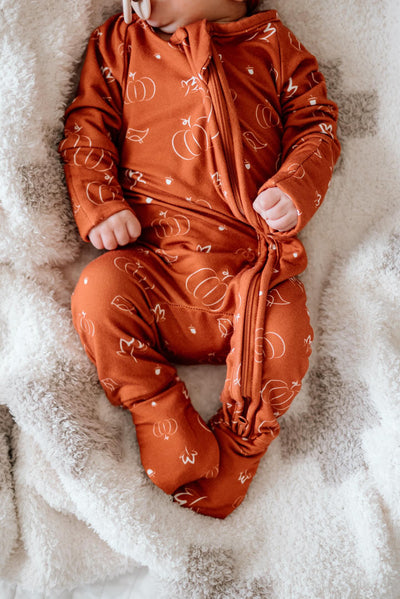 Bamboo Zipper Pajamas- Pumpkin Spice - Boobird