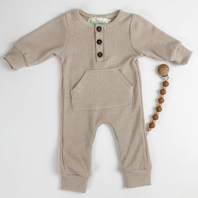 Henley Waffle Romper - Cream - Boobird